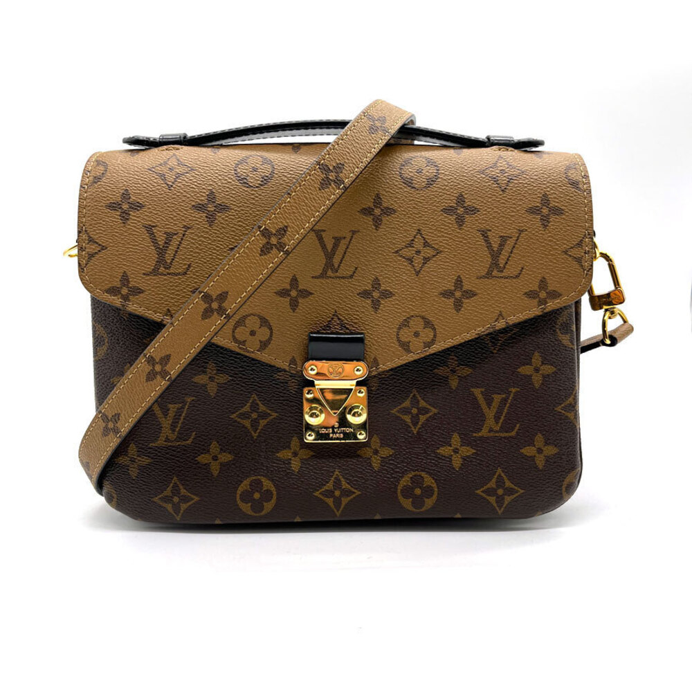 Louis Vuitton Monogram Reverse Pochette Metis Crossbody Bag Canvas Leather Brown